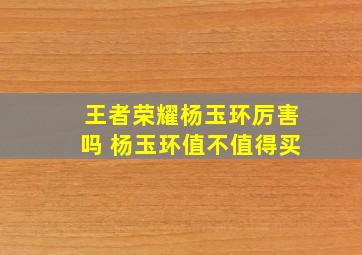 王者荣耀杨玉环厉害吗 杨玉环值不值得买